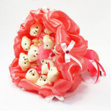 Букет из мягких игрушек 11 мишек 5284IT коралловый