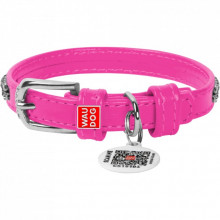 Ошейник для животных WAUDOG Glamour с QR-паспортом "Стразы" XS Ш 9 мм розовый (33067) (309873)