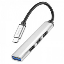 USB-hub хаб адаптер переходник 4-в-1 HOCO HB26 Серый (342873)