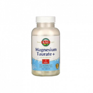 Минералы KAL Таурат Магния 400 мг, Magnesium Taurate+, 180 Таблеток (CAL-61832) (307483)