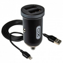 Зарядное устройство XO 2xUSB 2.1A + cable USB to Lightning black (TZ08-L-BK) (322683)