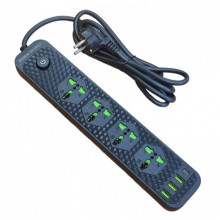 Сетевой удлинитель фильтр Power Socket J02 на 4 розетки + 3 USB 3.4A и 1 Type-C Черный (210783)