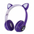 Беспроводные наушники с кошачьими ушками и RGB подсветкой FM радио, micro SD Cat MZ-023 Фиолетовые (197193)