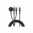 Дата кабель USB-C to Lightning 27W + USB-C 60W + Apple Watch 2.5W 1.5m icharge trio black Promate (icharge-trio.black) (261193)