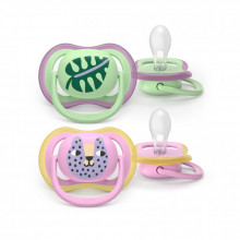 Пустышка Philips AVENT Ultra Air, 6-18 міс., салатово-рожева (SCF087/13) (342193)