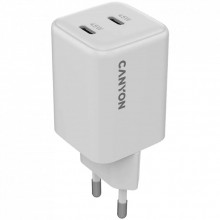 Зарядное устройство Canyon CU45CC GaN 45W 2xPD EU White (CNS-CUW45CC) (321693)