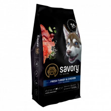 Сухой корм для собак Savory Junior Large rich in Fresh Turkey and Chicken 12 кг (4820232630211) (322893)