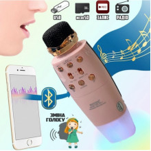 Караоке микрофон + портативная беспроводная колонка 2 в 1 Bluetooth Wster WS-2011 Розовый (345514)