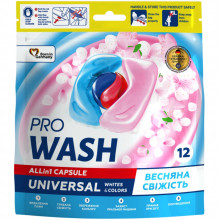 Капсулы для стирки Pro Wash All in 1 Universal Весенняя свежесть 12 шт. (4262396144386) (340814)