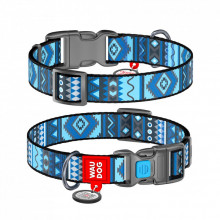 Ошейник для животных WAUDOG Nylon с QR паспортом "Этно синий" пластиковый фастекс XXL (284-0131) (311024)