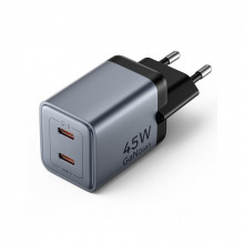 Зарядное устройство Vention 2xUSB-C PD45W GaN gray (FCDH0-EU) (345324)
