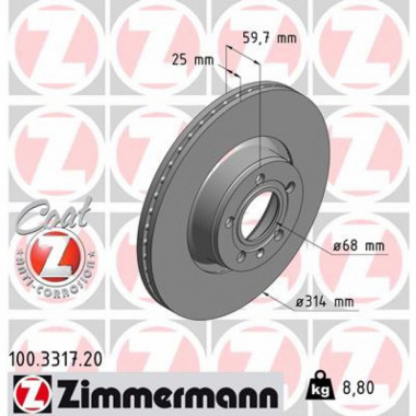 Тормозной диск ZIMMERMANN 100.3317.20 (299524)
