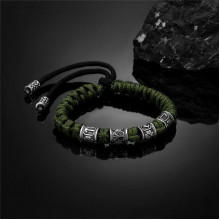 Браслет мужской из паракорда и стали VIKING с Рунами Зеленый (2217444056)