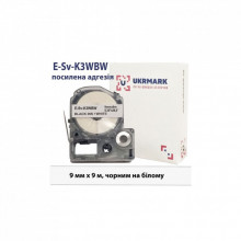 Лента для принтера этикеток UKRMARK E-Sv-LK3WBW, 9мм х 9м, Black on White, аналог LK-3WBW (900851) (286924)