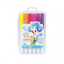 Фломастер - кисточка "Water color pen" 12 цветов 228-12 в пластиковом боксе  (Синий)