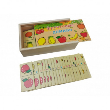 Детское домино в пенале MD 2482 деревянное (Фрукты MD 2482-2)