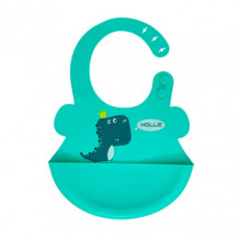 Слюнявчик силиконовый "Дино" MGZ-0616(Turquoise) с карманом