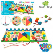 Деревянная игрушка Центр развивающий MD 1603 рыбалка, часы, танграм, цифр, слова англ.