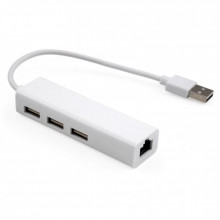 Концентратор Vinga 3xUSB2.0 + RJ45 100Mbps (VCP2H3USB2LANWH) (194264)