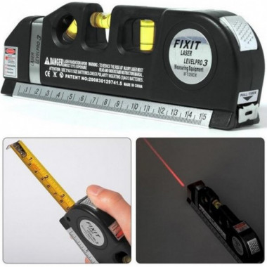 Лазерный уровень с рулеткой FIXIT LASER PRO 3 нивелир 3 в 1 (172764)