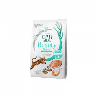 Сухой корм для кошек Optimeal Beauty Fitness для стерилизованных/кастрированных с морепродуктами 1.5 кг (4820215369848) (323964)