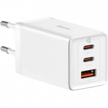 Зарядное устройство Baseus 2xUSB-C 65W + 1xUSB GaN + cable USB-C to USB-C 100W 1.0m white (CCGP120202) (323074)