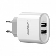 Зарядное устройство Ugreen CD104 2xUSB 3.4A Charger (White) (20384) (230174)