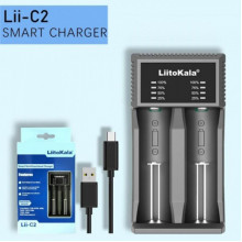 Зарядное устройство LiitoKala Lii-C2 для Li-Ion, Ni-Mh/Ni-Cd АКБ. Универсальное, USB-C, LED, 2 канала, Ток 2А (196274)