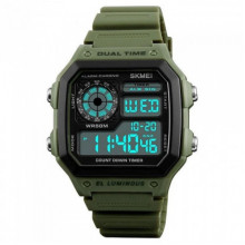 Мужские спортивные электронные часы Skmei 1299AG Темно-зелёные (196284)
