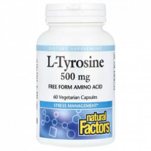 Витаминно-минеральный комплекс Natural Factors L-тирозин, 1000 мг, L-Tyrosine, 60 вегетарианских капсул (NFS-02803) (308294)