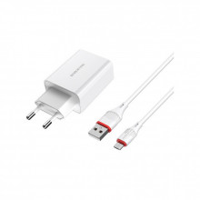 Зарядное устройство BOROFONE BA21A Long Journey USB QC3.0 + cable USB to Micro 5P 18W White (6931474702470) (345294)