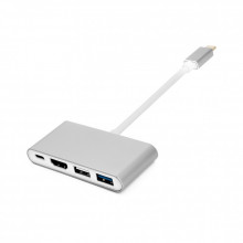 Переходник USB-C to 2xUSB 3.0 + USB-C + HDMI PowerPlant (CA911707) (346294)