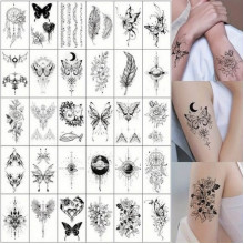 Набор временных тату «Черные мини» black-tattoo-mini-set-30 из 30 черных по 9,5 х 5,5 см