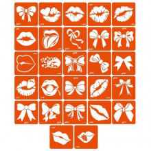 Набор трафаретов для био-тату «G+L - бантики и губы» g-L_simple_5x5_27_1