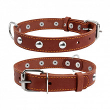 Ошейник для животных Collar одинарный с украшениями Ш 20 мм Д 32-40 см коричневый (01356) (312205)