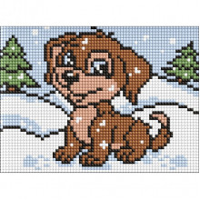 Алмазная мозаика без подрамника для детей "Играющий песик" AMM1043, 15х20 см