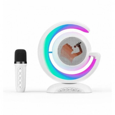 Настольная лампа Ночник с беспроводной Bluetooth колонкой Lightshow с 1 микрофоном YS-110 Белый (183415)