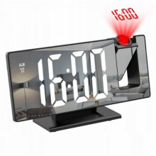 Светящиеся зеркальные часы - будильник с проектором времени на стену или потолок , и термометром Gaosiio (231125)