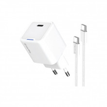 Зарядное устройство ColorWay GaN Mini 35W PD Port PPS USB-C white cable Type-C (CW-CHS056PDC-WT) (342325)