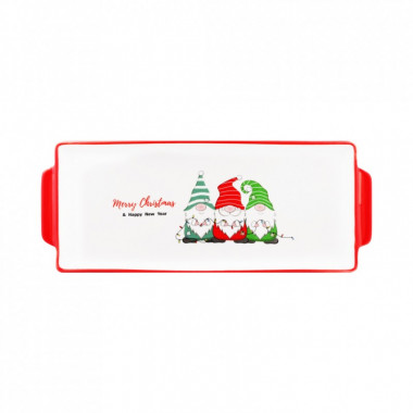 Блюдо Ardesto Christmas Gnomes, 30х12см, порцеляна, прямокутна (AR3062) (291425)