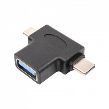 Переходник USB 3.0 Type-C, microUSB (M) to USB 3.0 OTG AF PowerPlant (CA913121) (319625)