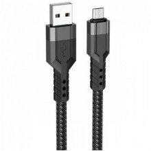 Кабель для зарядки телефонов USB - Micro USB HOCO U110 Extra Durability 2.4A Чёрный (197725)