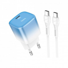 Зарядное устройство HOCO C101A USB-C PD20W + cable USB-C to USB-C Ice Blue (6931474769398) (322035)