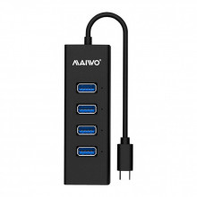 Концентратор Maiwo USB Type-C to 4х USB3.0 cable 15 cm (KH304C) (194435)
