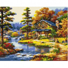 Картина по номерам "Дом у озера" BS51963, 40x50 см