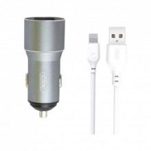 Зарядное устройство XO TZ09 2.4A/2 USB + cable lightning Grey (XO-TZ09L-GR) (321735)