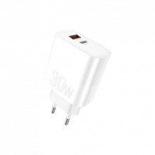 Зарядное устройство WUW C208 1xUSB-C PD30W + 1xUSB QC3.0 18W White (6972573333417) (322245)