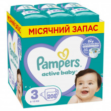 Подгузники Pampers Active Baby Midi Размер 3 (6-10 кг), 208 шт. (8001090910745) (340445)