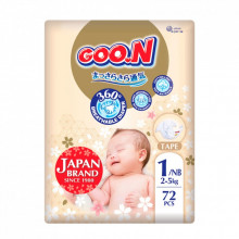 Подгузники GOO.N Premium Soft для младенцев до 5 кг 1 NB на липучках 72 шт (F1010101-152) (243745)