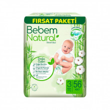 Подгузники Bebem Natural 3 midi 4-9 кг 56 шт (8690536831951) (315845)